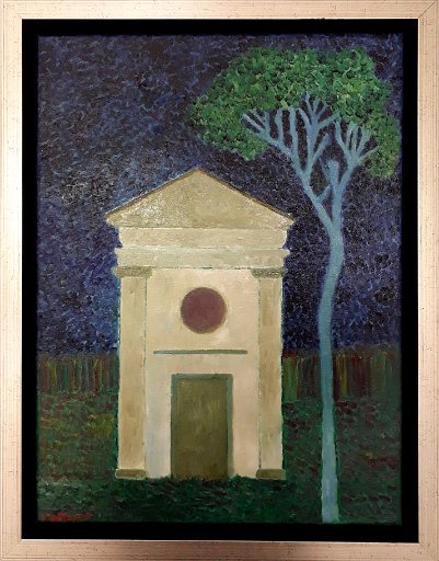 Kapelletje in toscane.jpg - Kapelletje in Toscane, olieverf op doek, 30x40cm